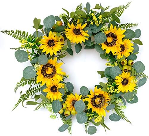 Idyllic 18 Inch Artificial Sunflower Wreath