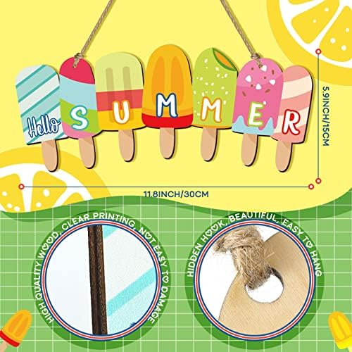Yookeer Summer Door Sign with Ice Cream Wreath
