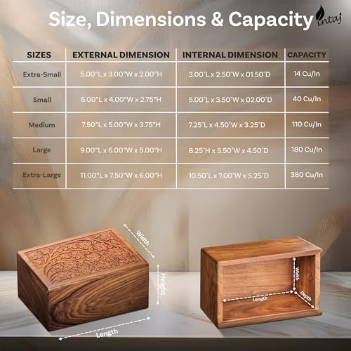 INTAJ Handcarved Rosewood Tree of Life Urn