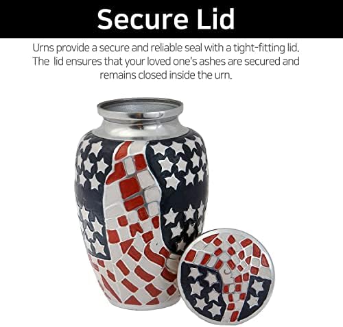 LETUSTO Cremation Urn with American Flag for Veteran Ashes