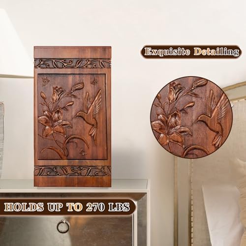 Handcrafted Wooden Cremation Urn with Hummingbird Design