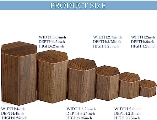 Jetec 12 Pcs Acrylic Hexagonal Jewelry Display Risers Brown
