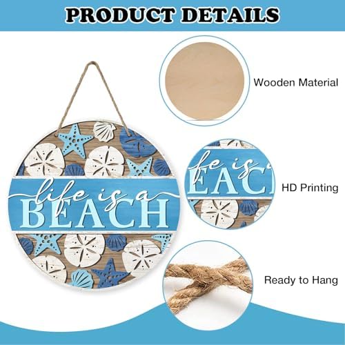 Summer Life is a Beach Blue Front Door Sign