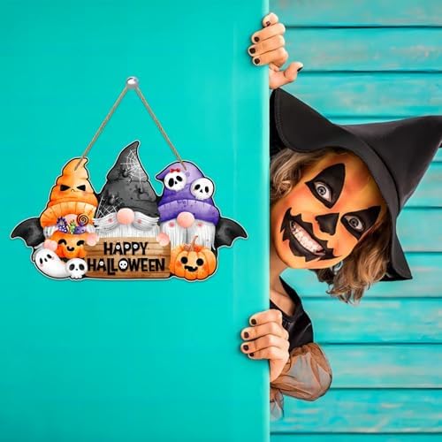 Happy Halloween Gnome Wreath Door Sign