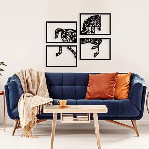 Peak Metal Wall Art 4 Panels Black