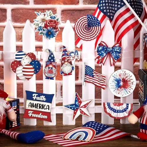 24 Pcs Fourth of July Hanging Ornaments with Rope
