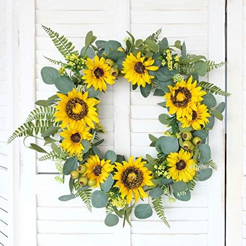 Idyllic 18 Inch Artificial Sunflower Wreath