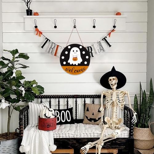 Halloween Door Hanging Ghost Welcome Sign Decor