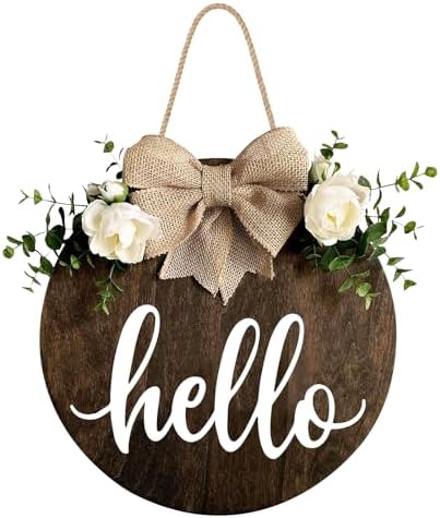 MayAvenue Rustic Round Welcome Sign with Bow and Greenery
