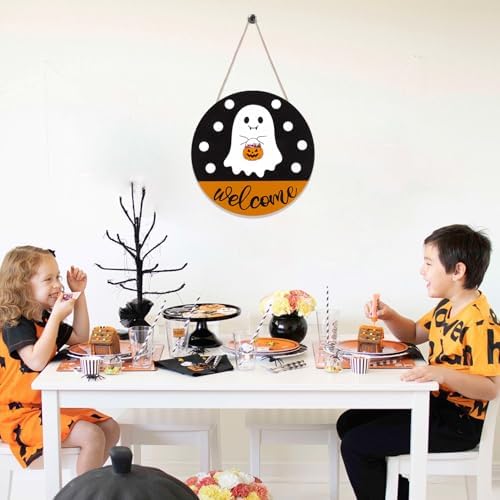 Halloween Door Hanging Ghost Welcome Sign Decor