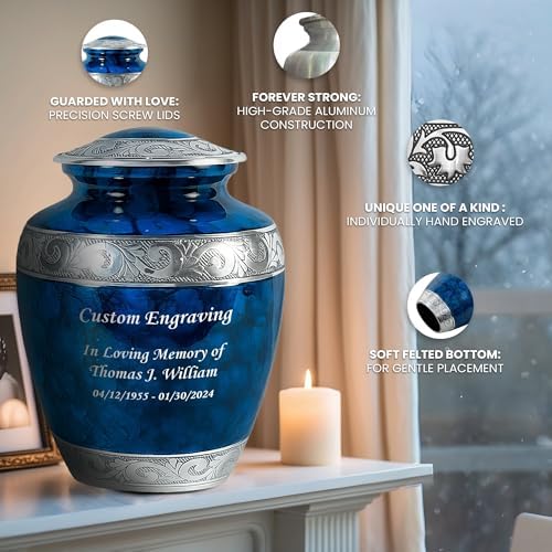 Personalized Engraved Set of 6 Funeral Urns for Human Ashes
