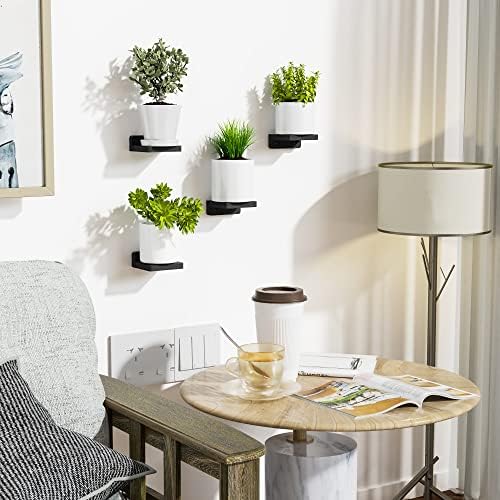 SRIWATANA Weathered Black Floating Shelves Set of 4