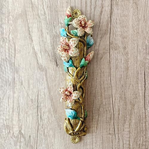 Hand Painted Mezuzah with Enamel Design and Scroll