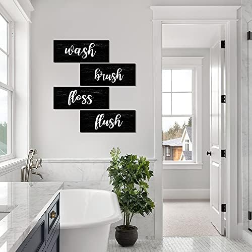 Bathroom Wall Decor with Wash Brush Floss Flush Sign