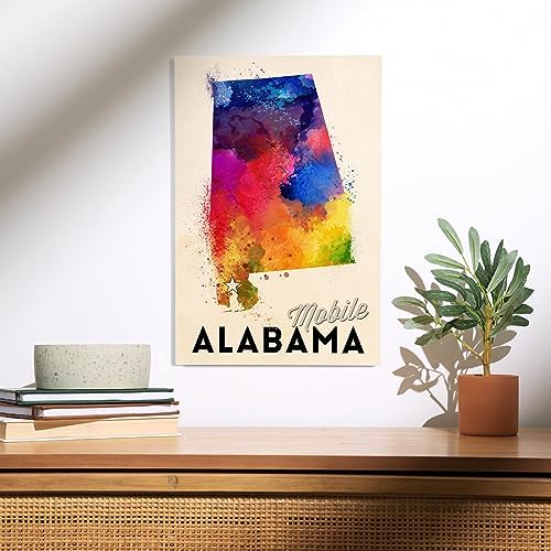 12x18 Inch Premium Wood Sign Alabama State Abstract