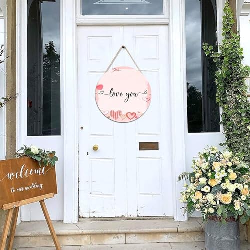 Welcome Sign Decor Wreath 12x12 Inch Wooden Sign Hanger