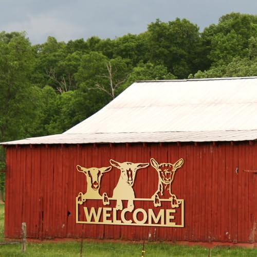 Farmhouse Wall Decor - Metal Goat Art 30x19in Gold Wall Sculpture
