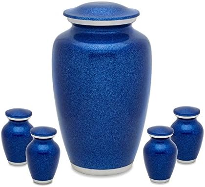 Blue Pearl Adult Urn with 4 Matching Keepsake Tokens