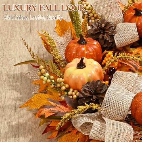 Yastouay 20 Inch Fall Wreath for Front Door