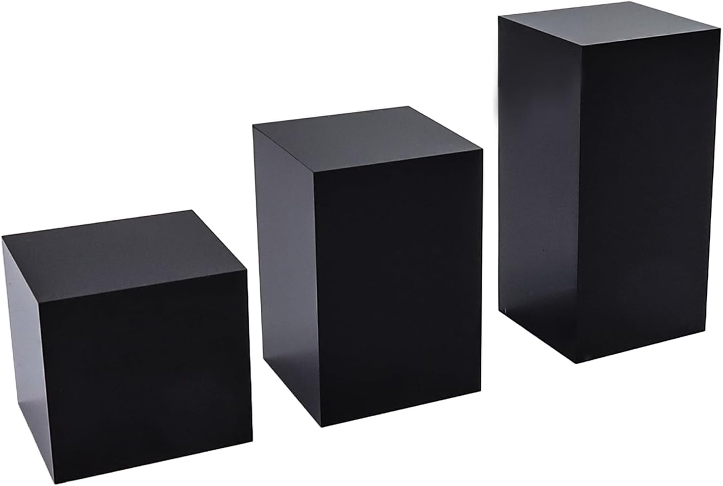 T Tulead 3PCS Acrylic Cube Display Stand Black Risers 40mm 60mm 80mm Height