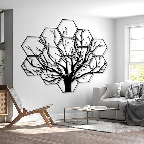 Hexagonal Tree Metal Wall Art XXL