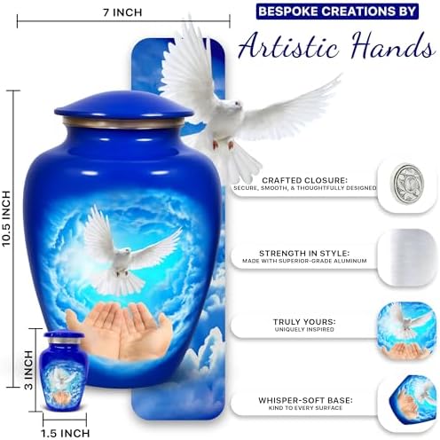Eternal Love Dove Cremation Urn Set of 6 with Large Urn and Necklace