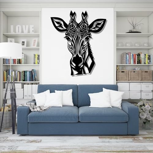 Stylish Giraffe Metal Wall Art Decor - Black 19x16