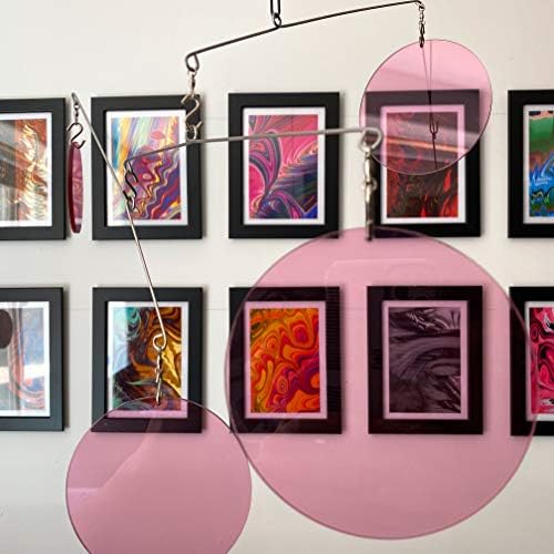 Charming Clear Pink Kinetic Mobile - Mid Century Modern Decor