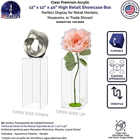 Acrylic Display Riser Box 12x12x40 No Lid Clear