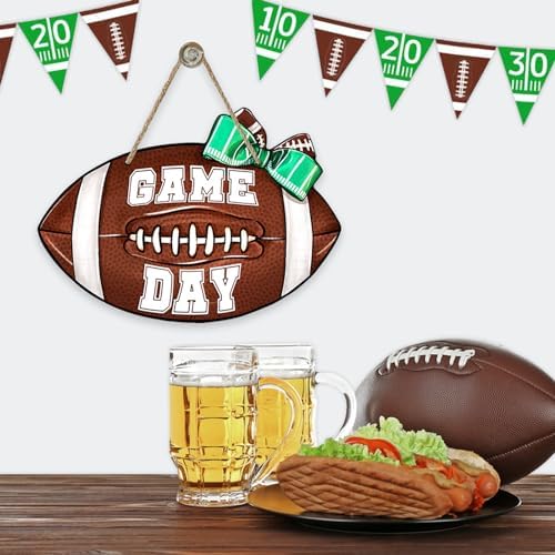Deroro Football Game Day Sign Front Door Decor