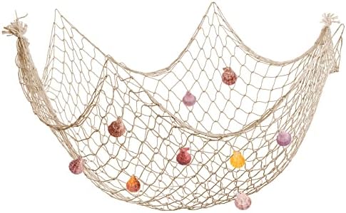 Mediterranean Fishing Net Wall Decor with Shells 79x40 Inch