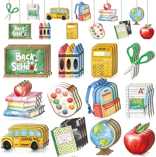 36 Pcs Back to School Wooden Hanging Ornaments