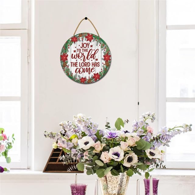 FemiaD 11 Inch Christmas Wreath Door Hanger Sign
