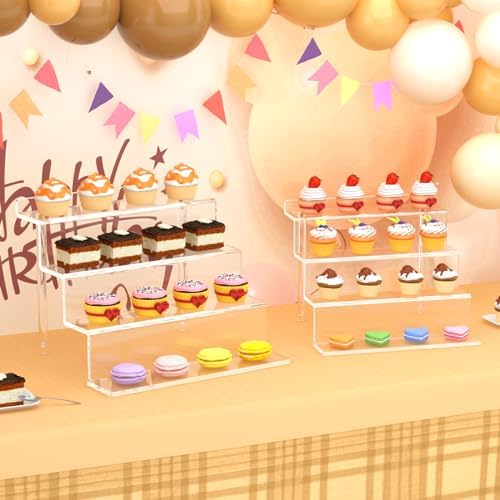 NIUBEE Acrylic Riser Display Shelf 4 Tier 9 Inch