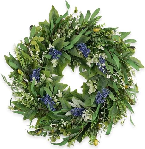 22 Inch Door Wreath with Eucalyptus Olive Leaves