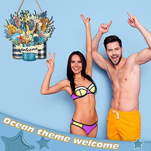 Shellwei 12 Inch Summer Welcome Door Sign