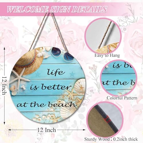 Seashells Front Door Wreath Welcome Sign