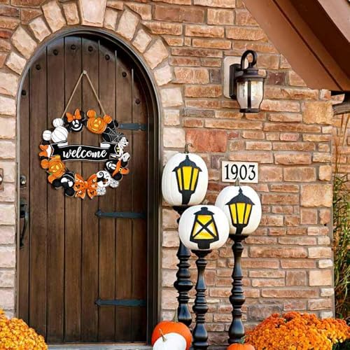 Cute Halloween Mouse Wreath Door Welcome Sign
