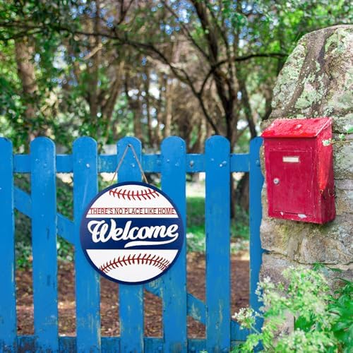 3D Baseball Welcome Door Sign Wooden Hanging Decor