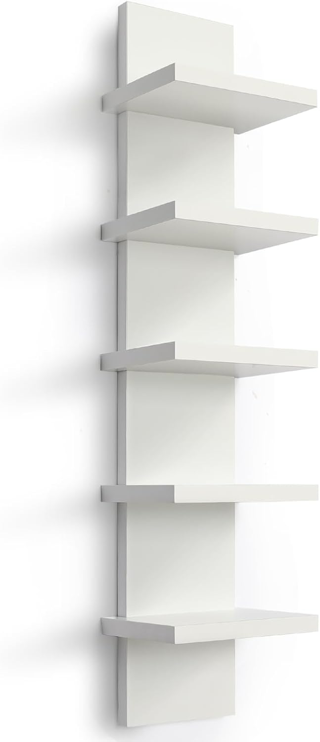 5 Tier Wall Shelf Unit White Vertical Floating Shelf 55