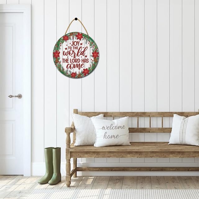 FemiaD 11 Inch Christmas Wreath Door Hanger Sign