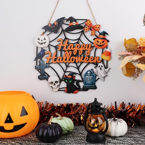 Halloween Wooden Ghost Door Wreath Sign