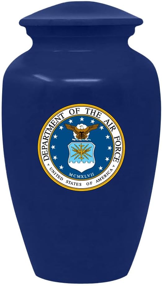 Handcrafted Patriot Cremation Urn for Ashes Metal Urn with Velvet Bag