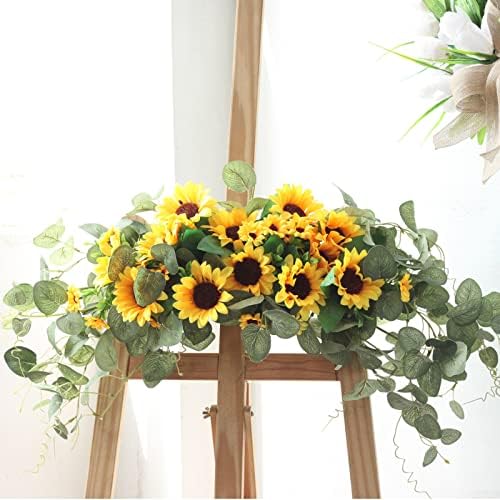 Artificial Sunflower Swag with Eucalyptus 295In Wall Arch Hanging Wreath