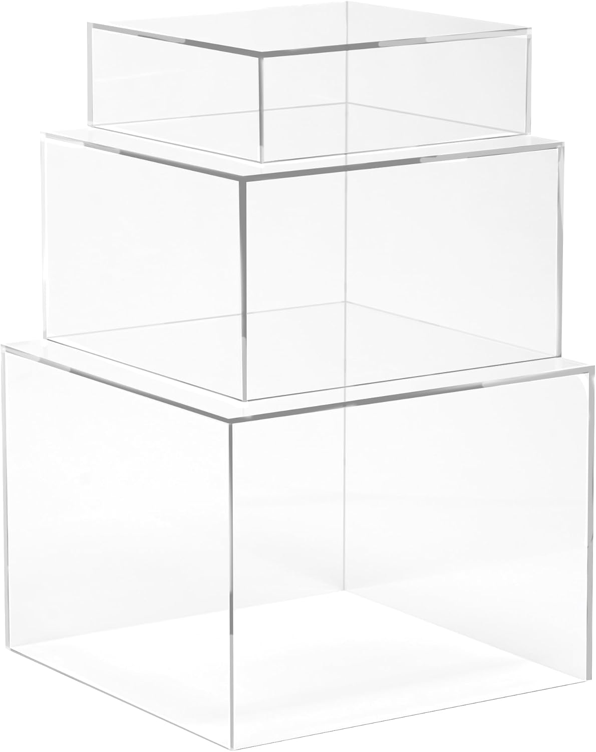 Red Co Set of 3 Acrylic Cube Risers with Hollow Bottoms