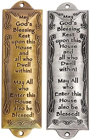Pewter and Brass Mezuzah with Hebrew Parchment in Gift Box