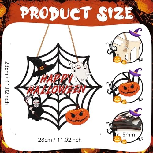 2PACK Halloween Door Sign with Spider Web and Pumpkin Design