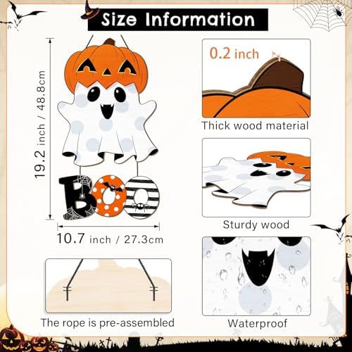 Halloween Ghost BOO Wood Door Hanging Sign Decorations