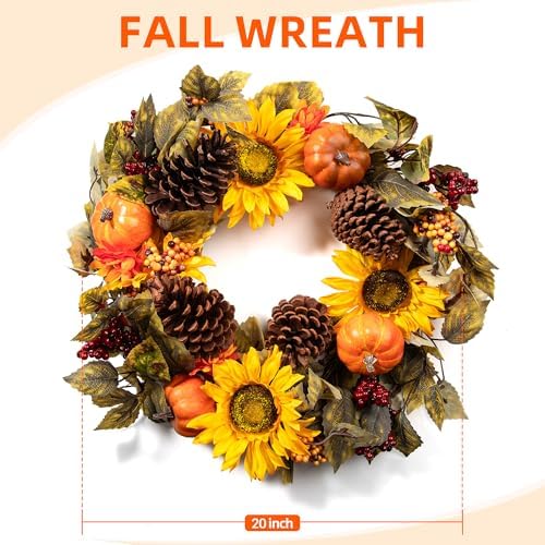 20 Inch Fall Wreath with Welcome Sign Decor