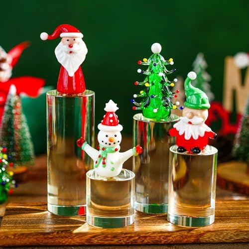 ZEERSHEE 4-Pack Clear Glass Cylinder Display Risers